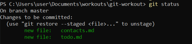 git status execution result