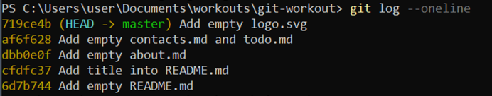 git log execution result