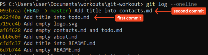 git log execution result